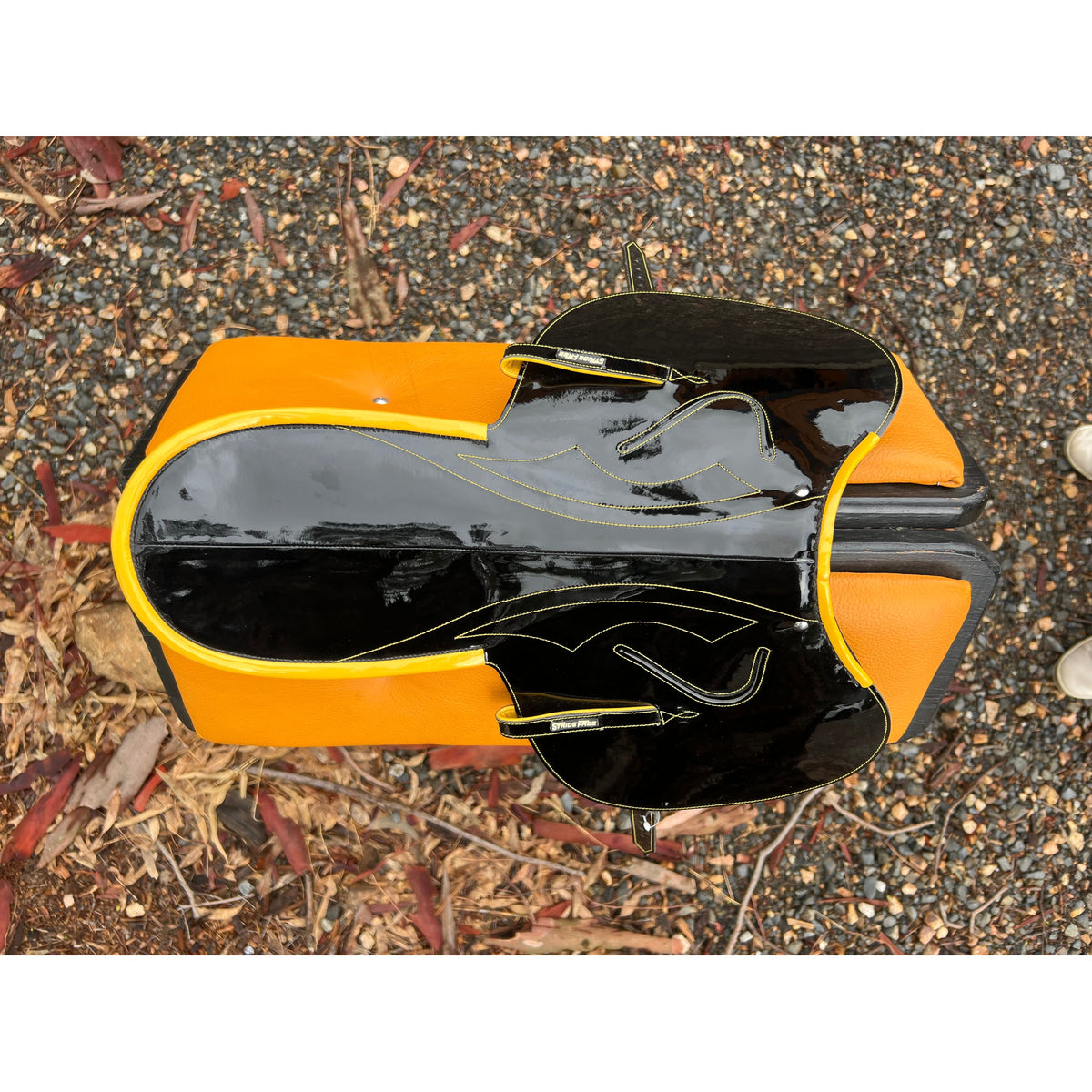 740g Black Patent Yellow Piping. ONE ONLY!