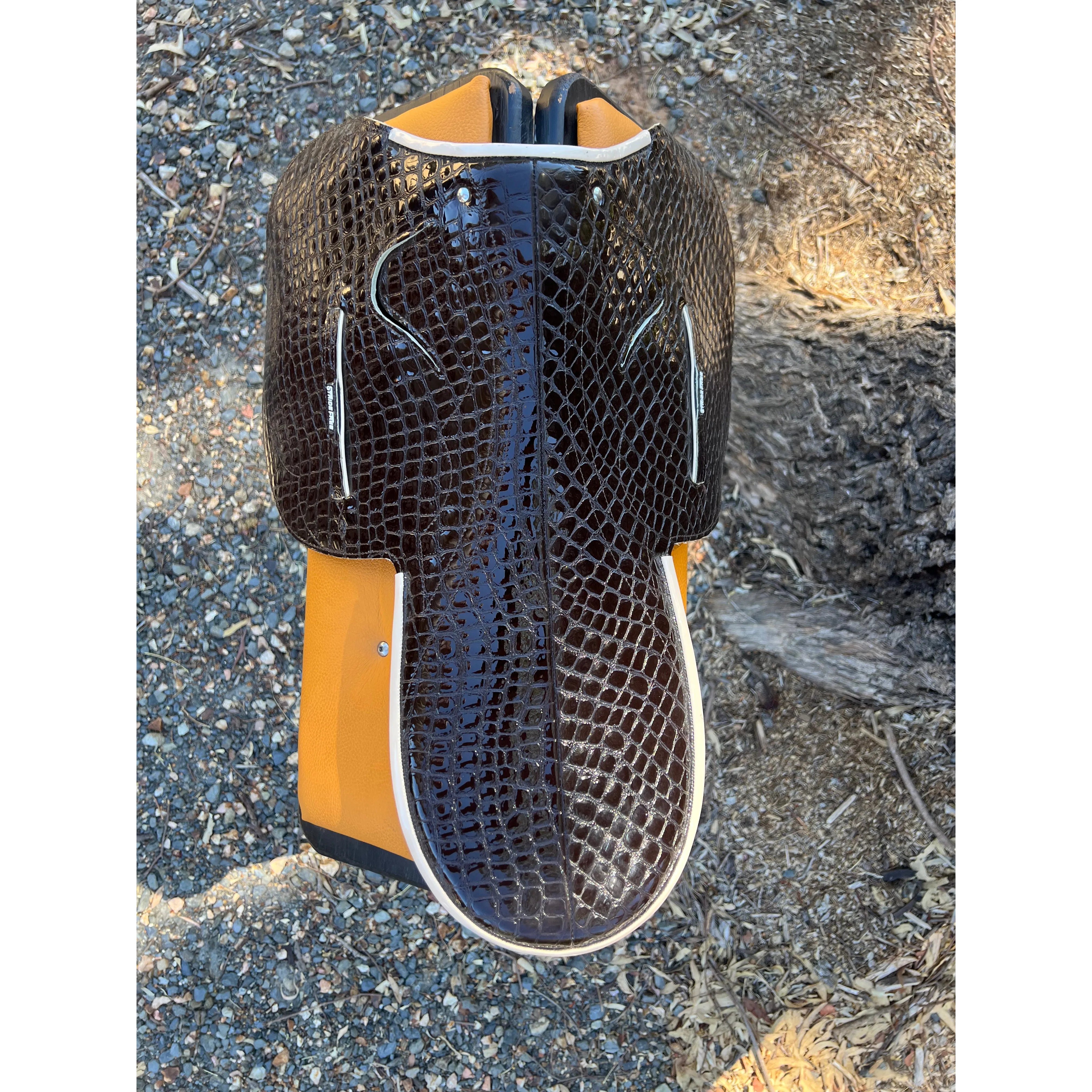 SALE 1kg Brown Croc Print Beige Piping Straight Cut ONE ONLY