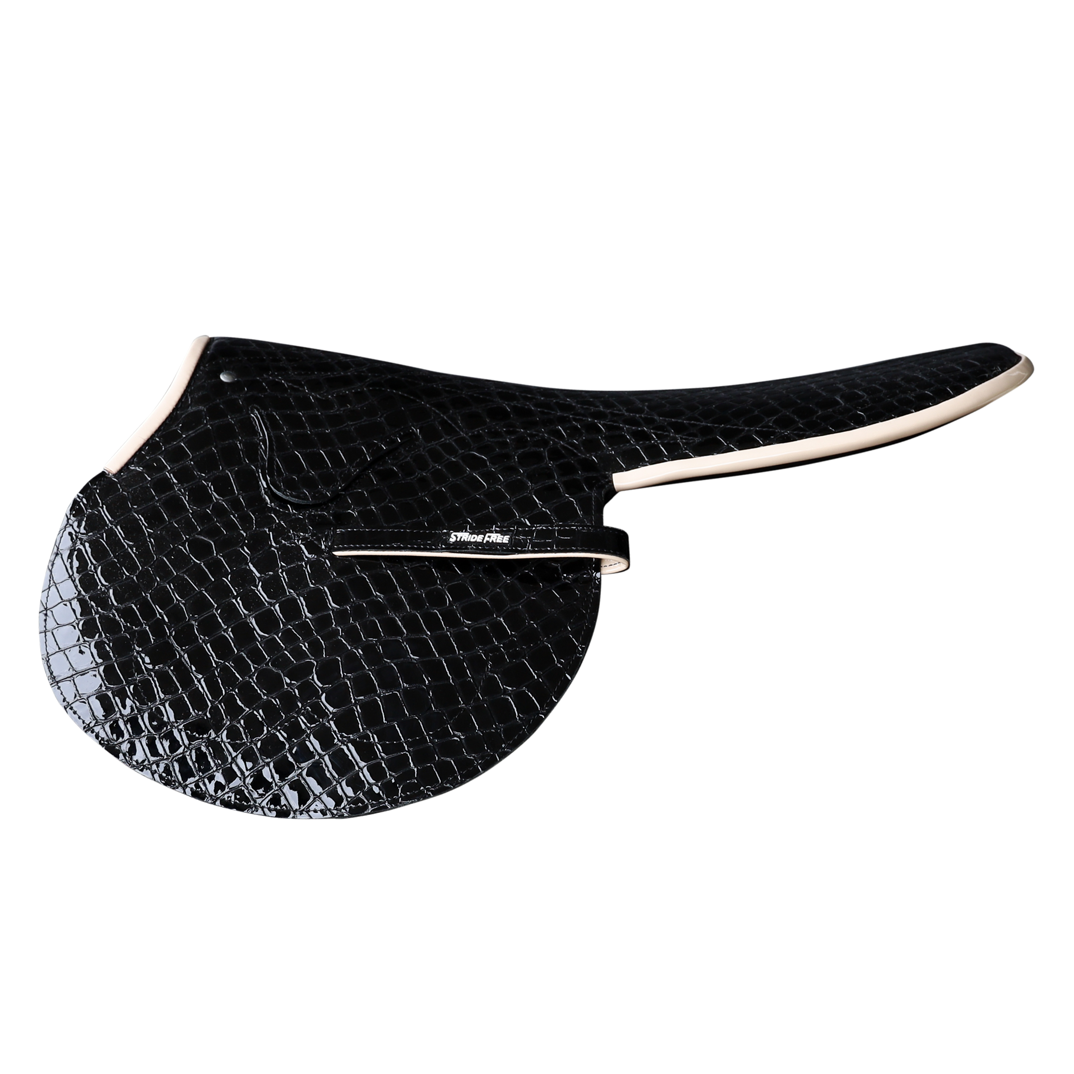 SALE 1.5kg Race Saddle Black Croc Print Beige Piping