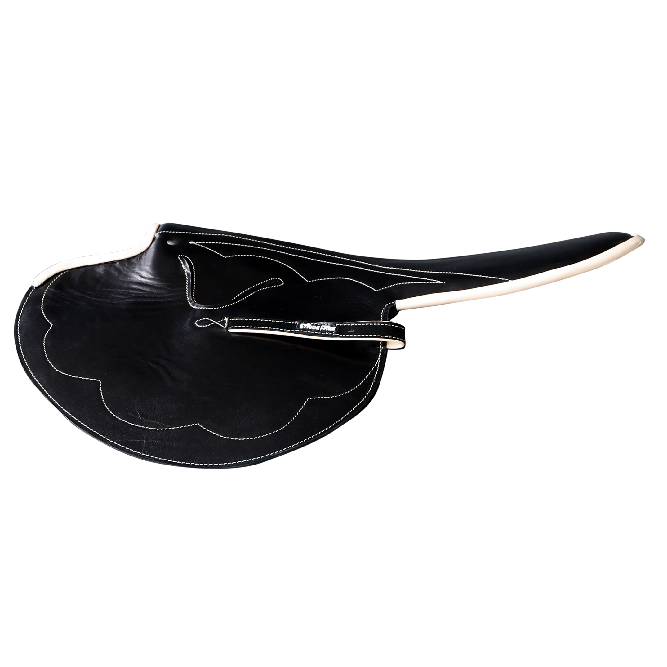 1kg Race Saddle Black Goat Leather Beige Piping Forward Cut